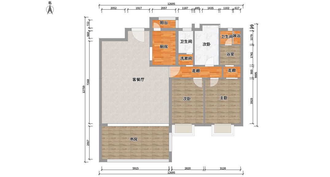 騰訊雙創(chuàng)小鎮(zhèn)人才公寓158㎡三室兩廳戶型平面布局圖.jpg